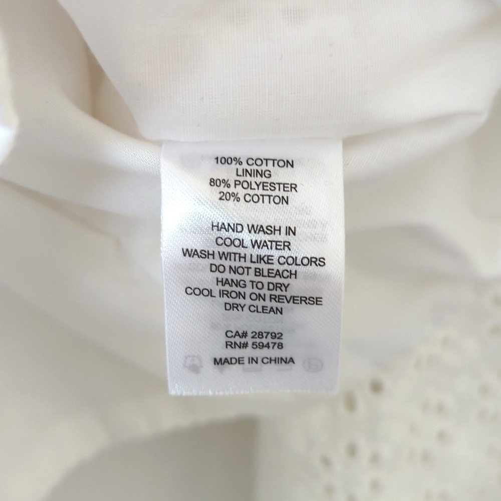 Joie Eyelet Embroidered Square Neck Form Fitting Long Sleeve Cropped Top White S - Picture 6 of 12